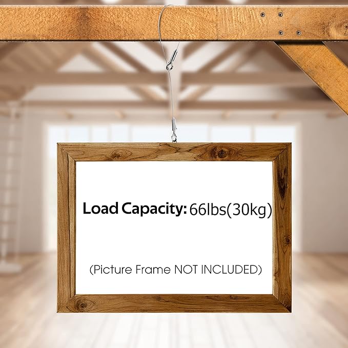 4Pcs 2m x 1.5mm Adjustable Picture Hanging Wire Kit,Heavy Duty Stainless Steel Rope for Hanging Mirrors,Frames,Lamps,Holds Up to 66lbs(30kg)