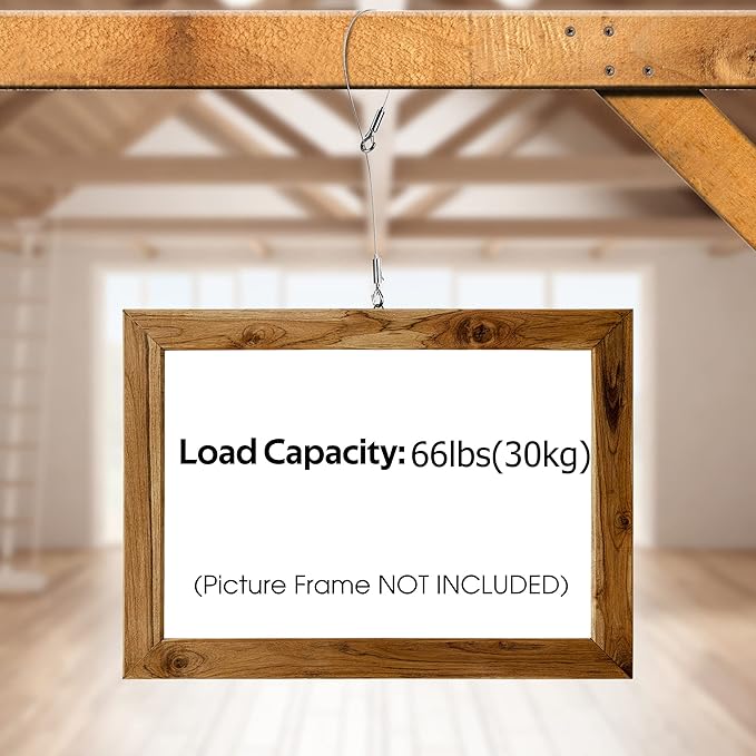 4PCS Picture Hanging Wire Kit Supports 66lbs,Hanging System with Adjustable Photo Hook and 2.5m x1.5mm Stainless Steel Wire Rope for Hanging Frame Picture Photo Mirror Artwork Light Flowerpot