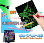 Scratch Paper Art for Adults-Glow in The Dark Scratch Painting Craft Kit (8 Sheets A4)|Foil Engraving Art Set|Stress Relief Gift for Craft Lovers|Creative Scratch Art Home Decor(Whales&Jellyfish)
