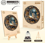 WOODBESTS Wooden Puzzles for Adults - Moonlit Owl Wooden Jigsaw Puzzle, Unique Animal Wood Puzzles Adult, Xmas Puzzle Gifts for Puzzles Lovers(200 Pcs, M, 11.4"x11.4")