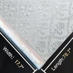 Window Privacy Film Decorative for Front Door, Bathroom Static Cling Stained Glass Sticker Opaque Heat Control UV Blocking Non-Adhesive for Home Windows, Damask