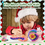 mom&myaboys Poke A Dot Art Kit - Animals Theme with Snail, Lion, Owl, Squirrel, Butterfly | No-Mess Sewing Craft for Kids Ages 4-8 | Creative Toys for Girls & Boys | Fun Gift for Birthday, Christmas