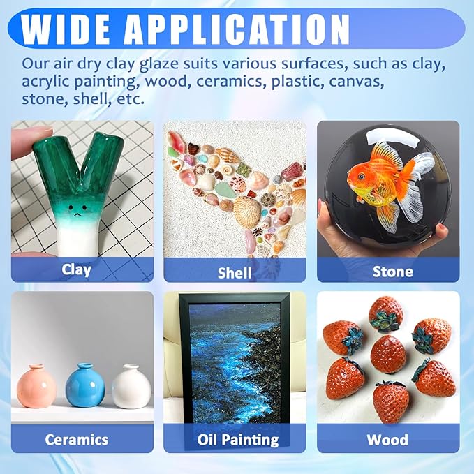 Air Dry Clay Glaze, Air Dry Clay Varnish, Polymer Clay Glaze, High Gloss Clay Sculpture Sealant for Air Dry Clay Pottery Waterproof Scratch Resistant Varnish for Clay (60ML X 2Pack)