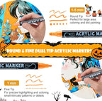 60 Colors Waterproof Dual Tip Acrylic Paint Markers, Dot & Fine Tip Premium Coloring Markers Set for Rock, Glass, Wood, Ceramic Surfaces and DIY Crafts Making Art Supplies