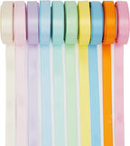 MEEDEE Pastel Rainbow Ribbon Assortment Satin Rainbow Colored Ribbon 3/8" X 50 Yards for Crafts, Gift Wrapping, Party Decoration, DIY Handmade Hair Bows