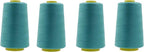 Mandala Crafts 4 Pack of Serger Threads Cones Spools - 20S/2 24000 Yards Polyester Turquoise Threads for Sergers Machine and Overlock Quilting Sewing Machine