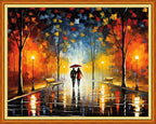 Foxhool Beginners Cross Stitch Kits Stamped Full Range of Embroidery Kits for Adults DIY Cross Stitches kit Embroidery Patterns for Needlepoint kit-Romantic Stroll 16x20 inch