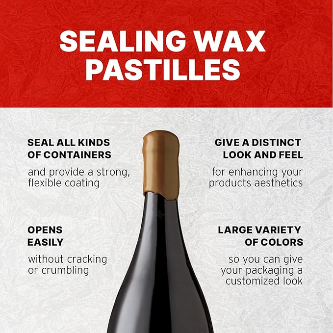 Blended Waxes, Inc. Bottle Sealing Wax, Pastille Wax Seal Beads For Wine, Beer, and Liquor Bottle Sealing, Seals Between 25-30 Bottles, 1 lb, Copper