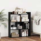 Giantex 7 Cubes Bookshelf, Free-Standing Wooden Bookcase, 4 Tier Home Display Shelf, Horizontal Storage Unit w/Anti-Toppling Devices, Open-Back Display Rack for Study, Living Room (1, Black)