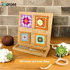 iHansee 11" Crochet Blocking Board with 20 Pegs, 200 Stitch Markers, Bamboo Granny Square Blocking Boards for Crochet Projects, Knitting Crocheting Accessories Kit, Gifts for Crocheters