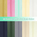 DOITEM 31 Yards 10 Pcs Sewing Zippers #3 Nylon Coil Zippers Assorted Zipper for Sewing with 40 Zipper Sliders for DIY Tailor Sewing Crafts Supplies, 10 Colors