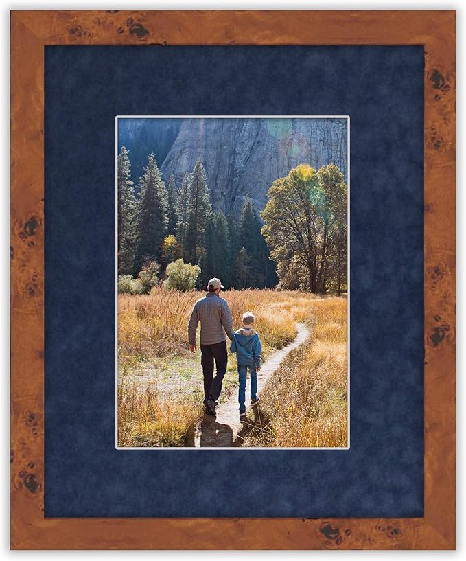 Pack of Ten Acid Free 8.5x11 Mats Bevel Cut for 7x9 Photos - Navy Suede Precut Matboards With Backing Boards and Self Seal Photo Mat Bags For Pictures, Photos, Framing - 4-ply Thickness