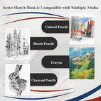 9" x 12" Sketch Book, Top Spiral Sketchbook Hardcover, 68lb (100gsm) Drawing Paper Pad & Sketch Paper, 1-Pack Sketch Pads for Drawing for Adults, Professional Art Supplies for Teens & Artist Gifts.