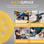 100PCS 5 Inch 8 Hole Sanding Discs 120 Grit,Gold Round Hook and Loop Sandpaper for Random Orbital Sander
