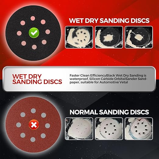 50PCS 5 inch Silicon Carbide Sanding Discs 6000 Grit, Wet Dry Orbital 5 Sander Hook and Loop Sandpaper Disc Ultra Fine Grit, Best for Metal,Automotive Precision Polishing
