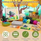 Yizzvb Needle Felting Kit for Beginners Adults, Complete Plant Wool Felting Set with 100pcs Sewing Pins, Felting Needles, Wool, Pad & Instructions, DIY Craft Kit for Home Decor & Creative Projects