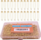 1000PCS Safety Pins, 1.1 inch Small Safety Pins, Rust-Resistant Nickel Plated Steel, Sharp Edge Safety Pin for Clothes, Sewing, 28mm Decorative Safety Pins Assorted (Gold)
