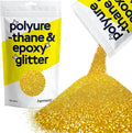 Hemway Polyurethane & Epoxy Resin Glitter 100g / 3.5oz Metallic Crystal Flake Additive for Flooring Jewelry Tumblers Glass Pigment - Microfine (1/256" 0.004" 0.1mm) - Gold