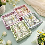 Floral Gilding Decorative Washi Tape Set,48 Rolls,Colorful Craft Tape for Journaling,DIY Crafts,Scrapbooking (Pin+Purple+Green+Blue)