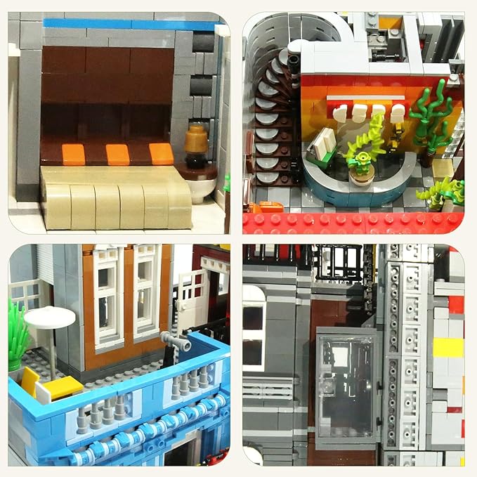ZenithFlow Street View Building Blocks Kit, Cuba Hotel Mini Blocks Construction Toys European Architecture Model House Store Building Set, Idea Gifts Home Decoration Collection for Adults (3959 PCS)