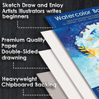 MISULOVE Watercolor Paper Pad, 8.5" x 11", Cold Press,140lb(300gsm), 20 Sheets Water Color Paper, Watercolor Workbook, Sketchbook for Wet and Dry Media, Journal, for Students and Beginners (White)