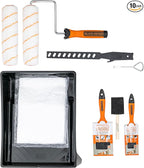 BLACK+DECKER 10-Piece Paint Tray Set, Complete Kit with Rollers, Brushes, Drop Cloth and More, Professional-Quality Tools for Effortless Painting, Ideal for Home, Office or Art Projects, 32363