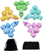 SmartDealsPro Retro Polyhedral Dice Sets with Pouches for D&D DND RPG MTG Dungeon and Dragons Table Board Roll Playing Games D4 D6 D8 D10 D% D12 D20