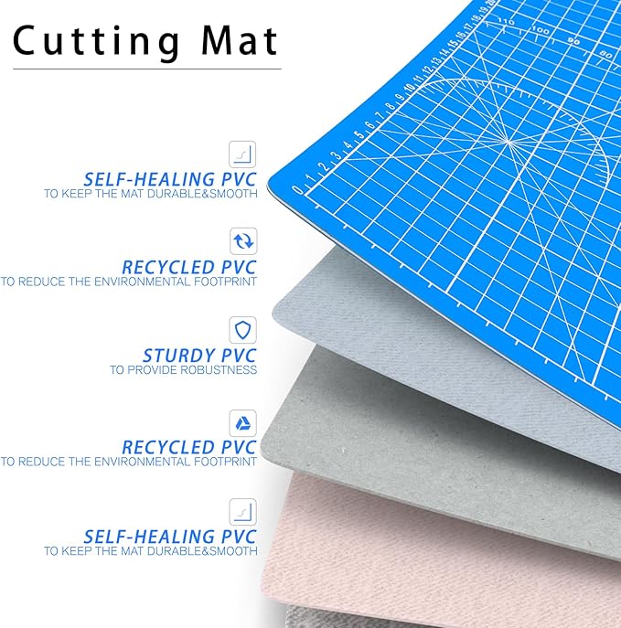 DIYSELF Cutting Mat: 12in18in, Self Healing, Double-Sided, Rotating - Ideal for Crafts, Sewing, Quilting