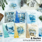 60Pcs Snow Country Winter PET Stickers, Large Landscape Stickers for Scrapbooking, DIY Crafts, Journaling, and Junk Journal Ephemera with Organizer