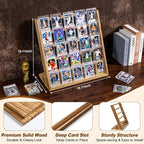 Emfogo Trading Card Display Stand, 5 Tier Sports Graded Card Display, Wooden Trading Card Display Stand for Soprts Card Collection & Show, Brown