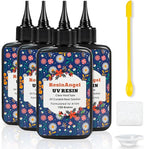 400g UV Resin kit, Crystal Clear Hard, Premixed UV Epoxica Resina Fast Curing Sunlight Activated with Casting Tools for Beginners Jewelry Making, DIY Art Crafts, Coating