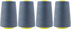 Mandala Crafts 4 Pack of Serger Threads Cones Spools - 40S/2 24000 Yards Polyester Slate Gray Threads for Sergers Machine and Overlock Quilting Sewing Machine