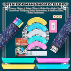 New American Mahjong Game Set, 166 Premium White Tiles with Portable Metal Dices, 4 All-in-One Racks with Pushers, Mah-Jong Games Sets, Ma Jong Tile Game (Blue)