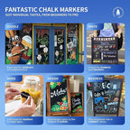 SILENART Yellow Chalk Markers 2 Pack - 15mm Super Wide Tip - White Dry Erase Markers Pen