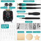 YIHUA 939-VI Dual Wood Burning Pen Wood Burning Kit with 23 Wire Nib in Varied Shapes, Detachable Pyrography Pen, 6 Wood Pieces, 6 Stencils and Screw Driver, Tweezers Used as Wood Burning Tool