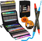 Betem Acrylic Paint Markers Pens, Dual Tip 120 Colors Premium Paint Pens Acrylic Markers for Wood, Fabric, Canvas, Stone, Rock Painting, Glass, Ceramic Surface, DIY Crafts Making Art Supplies with Bag