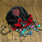 Large Dice Bags with Pockets Black Storage Bag D20 Logo for DND RPG Game Dices (with 1lb Random DND Dice)