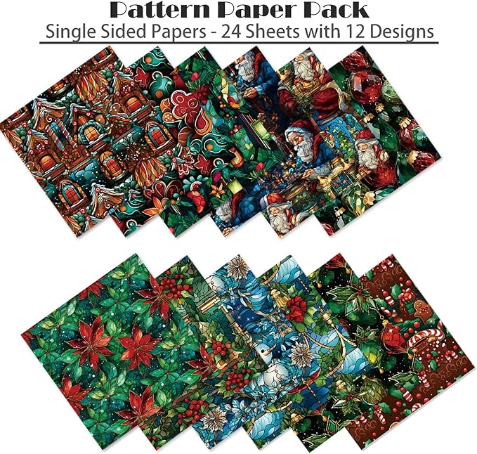 YASMEN 6"x6" Scrapbook Paper Pad - 24 Sheets of Patterned Cardstock for Card Making, Scrapbooking, Junk Journal, DIY Gift Cards - Single-Sided Decopodge Decorative Craft Paper