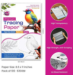 Tracing Paper 8.5 x 11 Inch - 100 Sheets 41lb/63gsm Transparent Vellum Paper for Sketching, Preliminary Drawing, Drafting & Overlays - Premium Translucent Tracing Paper for Pencil, Marker and Ink