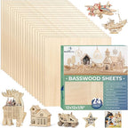 24 Pack 12x12x1/8 Inch Basswood Sheets, MAPRIAL Smooth 3mm Plywood for Laser Cutting, Unfinished Wood Board for Engraving, Wood Burning, Painting, Crafts, Ornaments, Models, Cutter, Engraver, Gifts