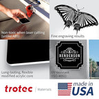 Trotec TroLase | 12"x12"x1/8", 8 Pcs | Black/White | 2 Ply | Modified Acrylic | Laser Engraving Double Color Plastic Sheet | Engraving Blanks for Laser, Saw, Guillotine | Made in USA