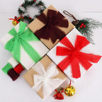 TONIFUL 4 Rolls Silk Chiffon Ribbon 1-1/2 Inch x 22 Yards, Bright Red and Green Handmade Fringe Silk Ribbon Set for Gift Wrapping Flowral Bouquets Crafts Christmas Wreath Elf-Themed Party Decoration