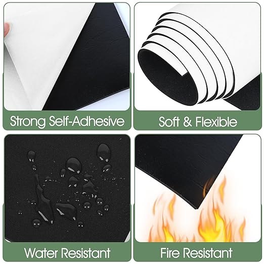 Tolanbbt Sponge Neoprene Foam Sheet with Adhesive - 1/4” Thick, 12” x 59” Closed Cell Foam Rubber Roll, Weatherproof Soundproof Padding for Automotive, Cabinet, Furniture, Crafts, DIY, Black