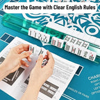 American Mahjong Tile Set – 166 White Tiles, 4 All-in-One Color Racks with Pushers, 3 Dice, Portable Red Carrying Bag – Complete Mahjong Game Set