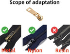 AKTIOIN Metal Zipper Repair Kit for Jackets, Luggage, Bags, Backpack, No Sewing Required Detachable Zip Heads Zipper Pull Replacement (Golden, #5)