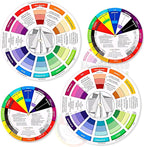 4 Pcs Color Wheel, Paint Mixing Learning Guide Art Class Teaching Tool - Blending Board Chart - Mix Colors (5.5 Inches, 9 Inches)