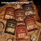 Vintage Stamp Paper Set, 120 PCS Embossed Scrapbook Paper Kit for Journaling, DIY Collage, Card Making, and Art Crafts Supplies