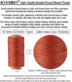 KIVISIN Trendy Color Waxed Thread 0.8mm, Heavy Duty Wax Polyester Cord 32 Yards String Spools Wax Coating for Bracelets Braiding, Micro Knotting, Sewing, Stitching, Book Binding, Micro Macrame Making