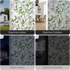 3D Stained Glass Window Film, Decorative Window Privacy Film for Bathroom,Front Door,Home, Sun Blocking Heat Control,Static Cling, White Lily 23.6inch x 35.4inch