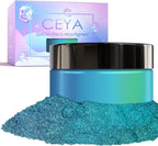 Ceya Highly Chameleon Mica Pigment, 1.8oz/ 50g Peacock Blue Teal Chrome Powder, Cosmetic Grade Pearlescent Effect Color Shift Pigment for Epoxy Resin, Makeup, Nail Polish, Soap Dye, Candle Making